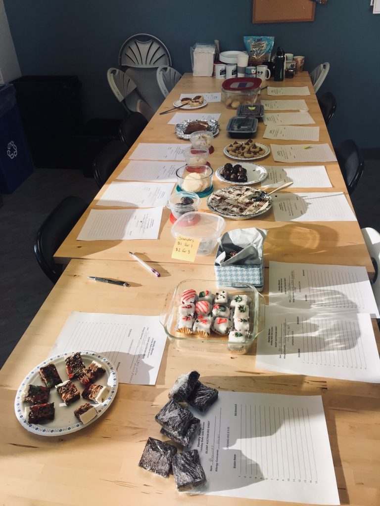 A bake sale with voting cards