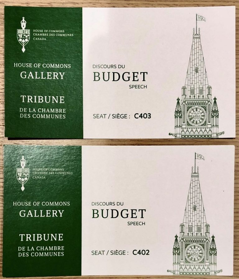 A ticket to the House of Commons budget speech
