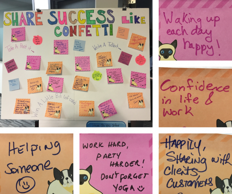 A presentation board of success advice given