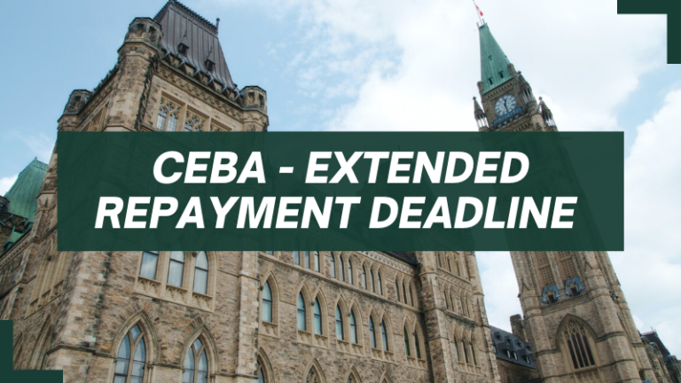 Government building with "CEBA - Extended Repayment Deadline" as a caption