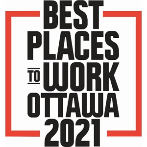 Logo for Best Places to Work Ottawa 2021 award