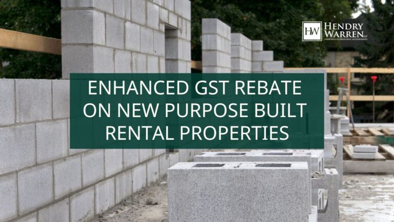 "Enhanced GST Rebate On New Purpose Built Rental Properties". A constuction site in the background.